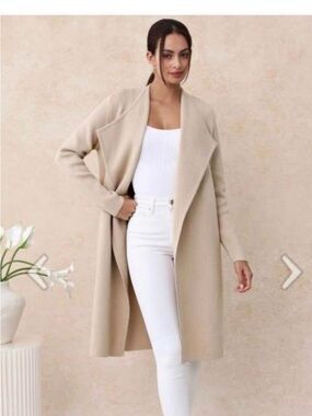 Chicwish Beige Longline Open-Front Cardigan